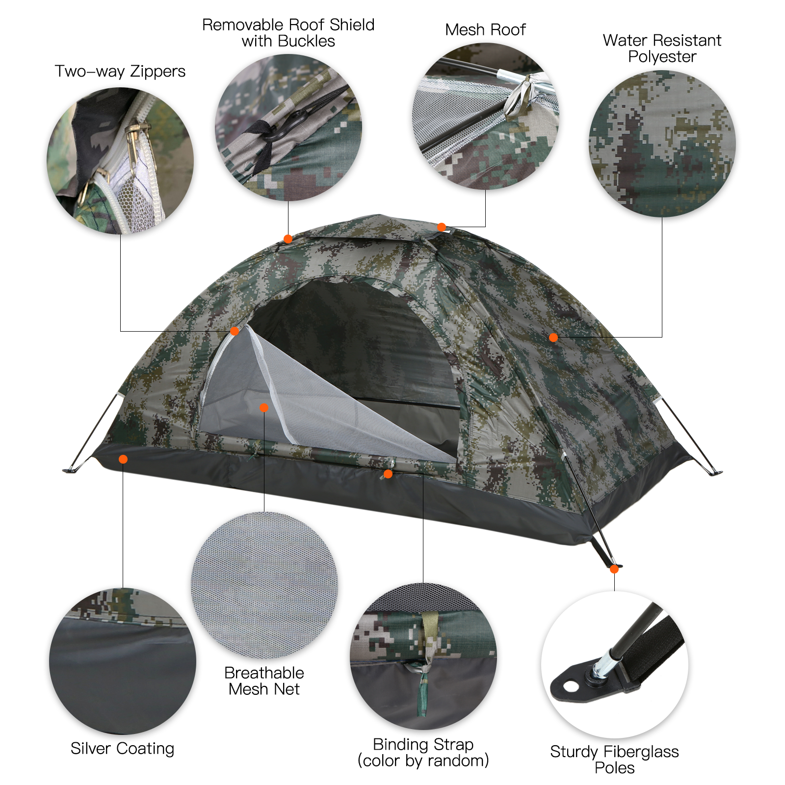 Cheap Goat Tents Ultralight Waterproof Camping Tent Single Layer Portable Tent Anti UV Coating UPF 30+ for Outdoor Beach Fishing Fine Mesh Door   